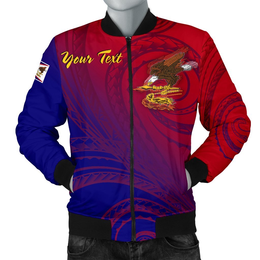 American Samoa Polynesian Custom Personalised Personalized Men's Bomber Jacket - Bald Eagle (Blue - Red) Blue - Polynesian Pride