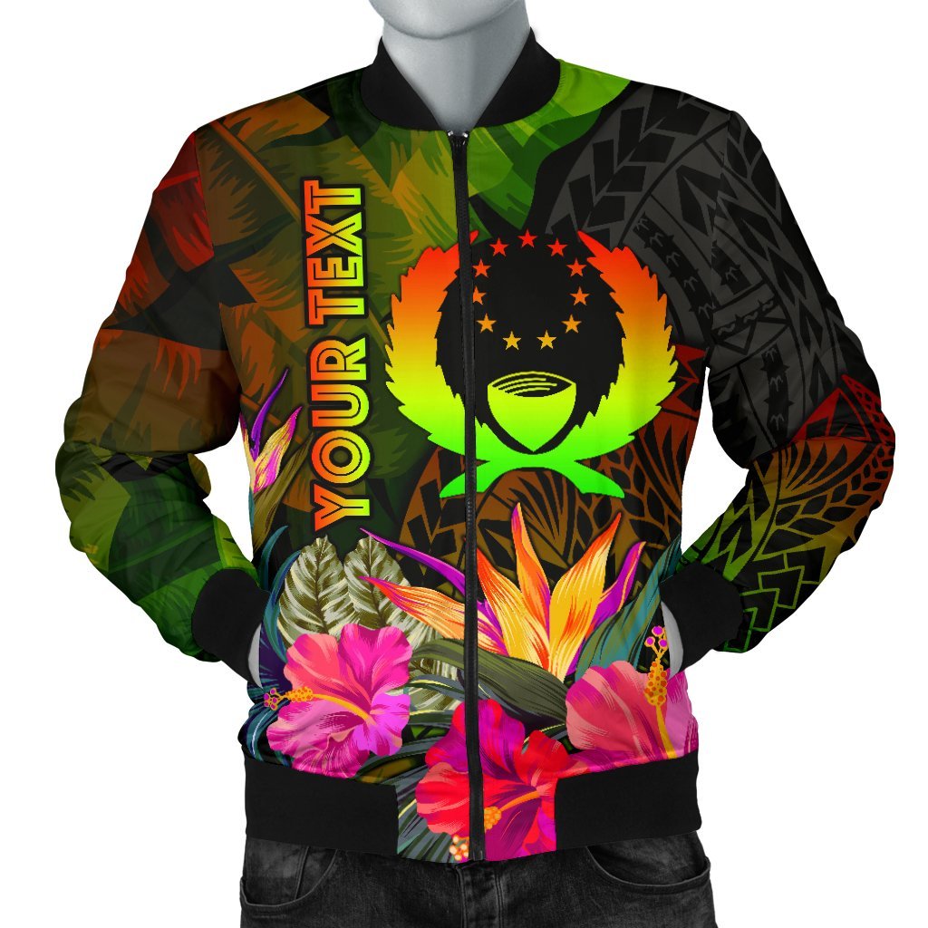 Pohnpei Polynesian Personalised Men's Bomber Jacket - Hibiscus and Banana Leaves Reggae - Polynesian Pride