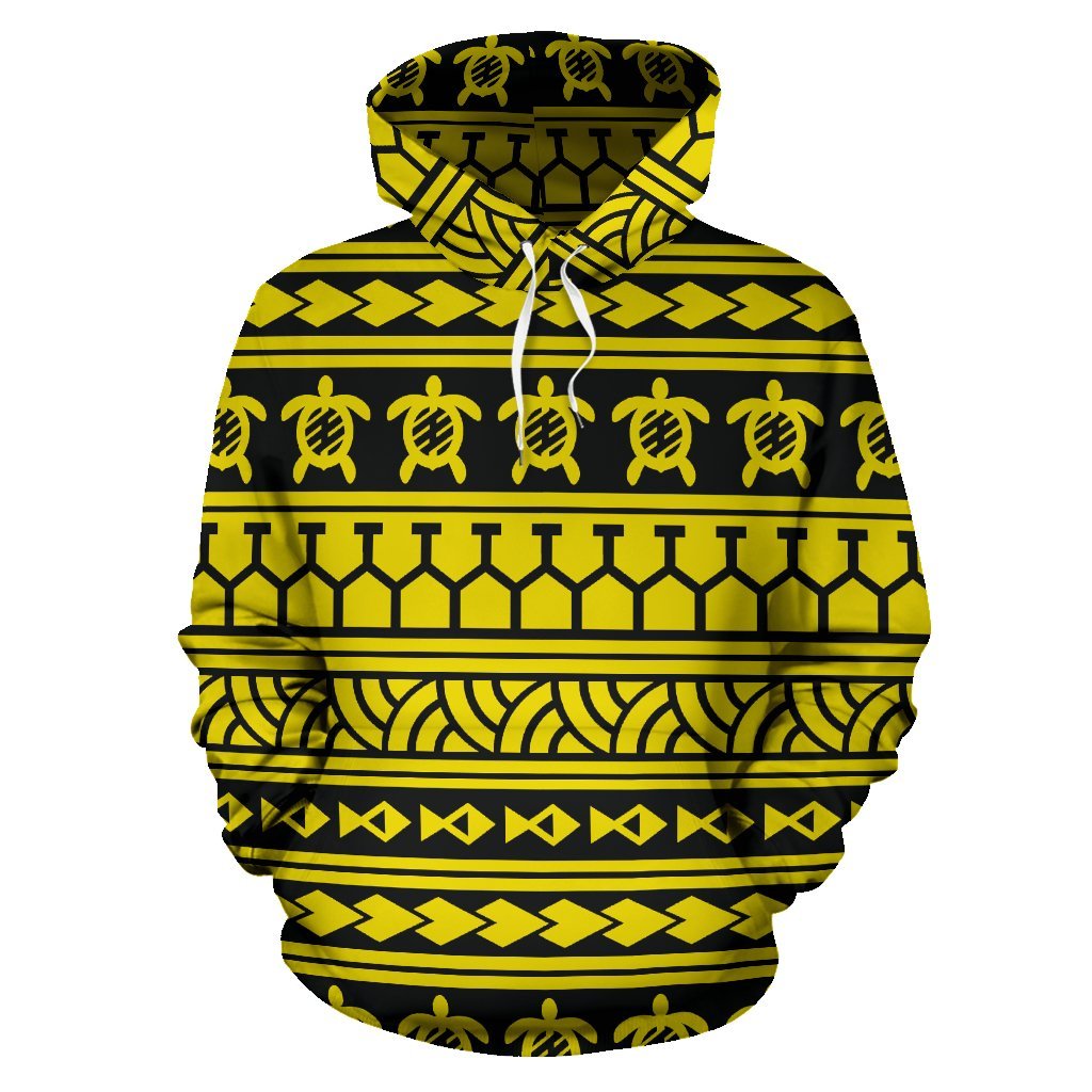 Hawaii Hoodie Polynesian Tattoo Tribal Yellow Pullover Unisex Art - Polynesian Pride