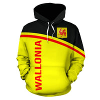 Wallonia All Over Hoodie Curve Style Unisex Black - Polynesian Pride