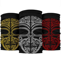New Zealand Maori Bandana, Ta Moko Mask Bandana One Size Black - Polynesian Pride