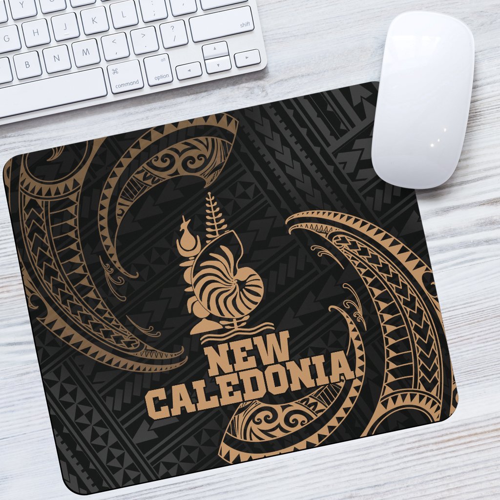 New Caledonia Polynesian Mouse Pad - Gold Tribal Wave One Style One Size Black - Polynesian Pride