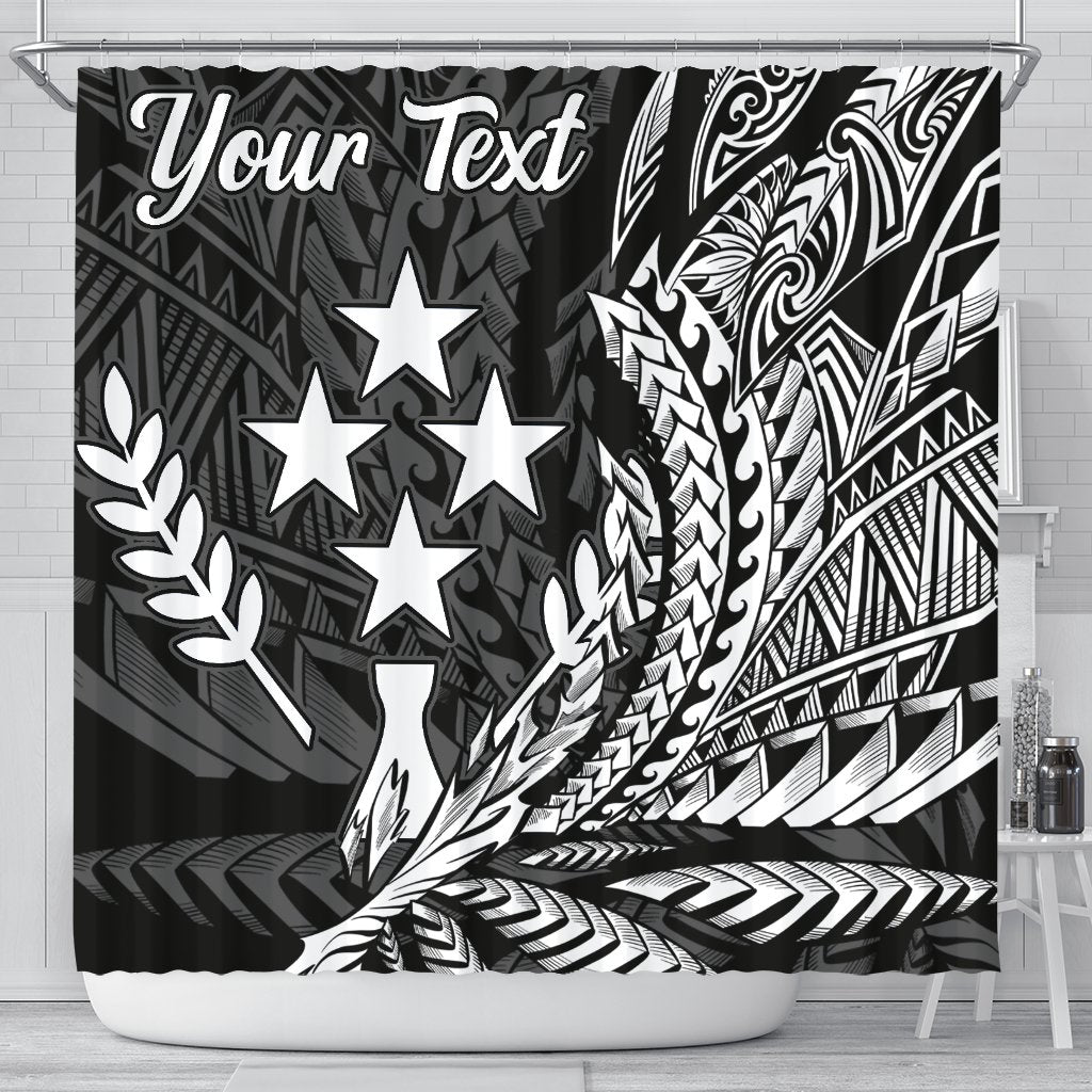 Kosrae State Shower Curtains - Custom Personalised Wings Style 177 x 172 (cm) Black - Polynesian Pride