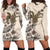 Niue Hoodie Dress - Niue Coconut Crab & Beige Hibiscus White - Polynesian Pride