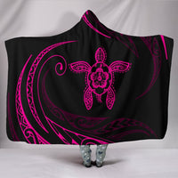 Hawaii Turtle Hibicus Hooded Blanket - Pink - Frida Style Hooded Blanket Pink - Polynesian Pride