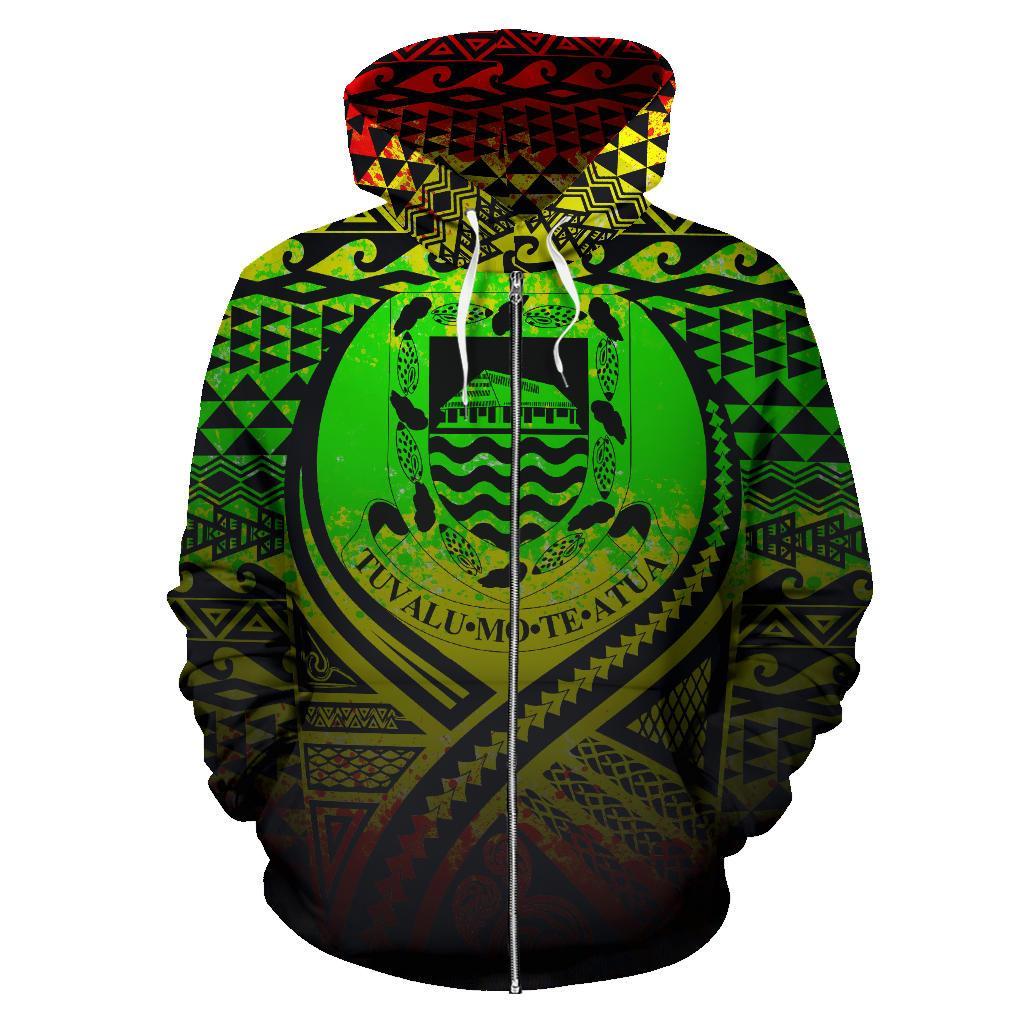 Tuvalu All Over Zip up Hoodie Lift up Reggae - Polynesian Pride