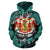 Polynesian Royal Coat of Arms Kanaka Map Hawaii Custom Zip Hoodie Turquoise - Polynesian Pride