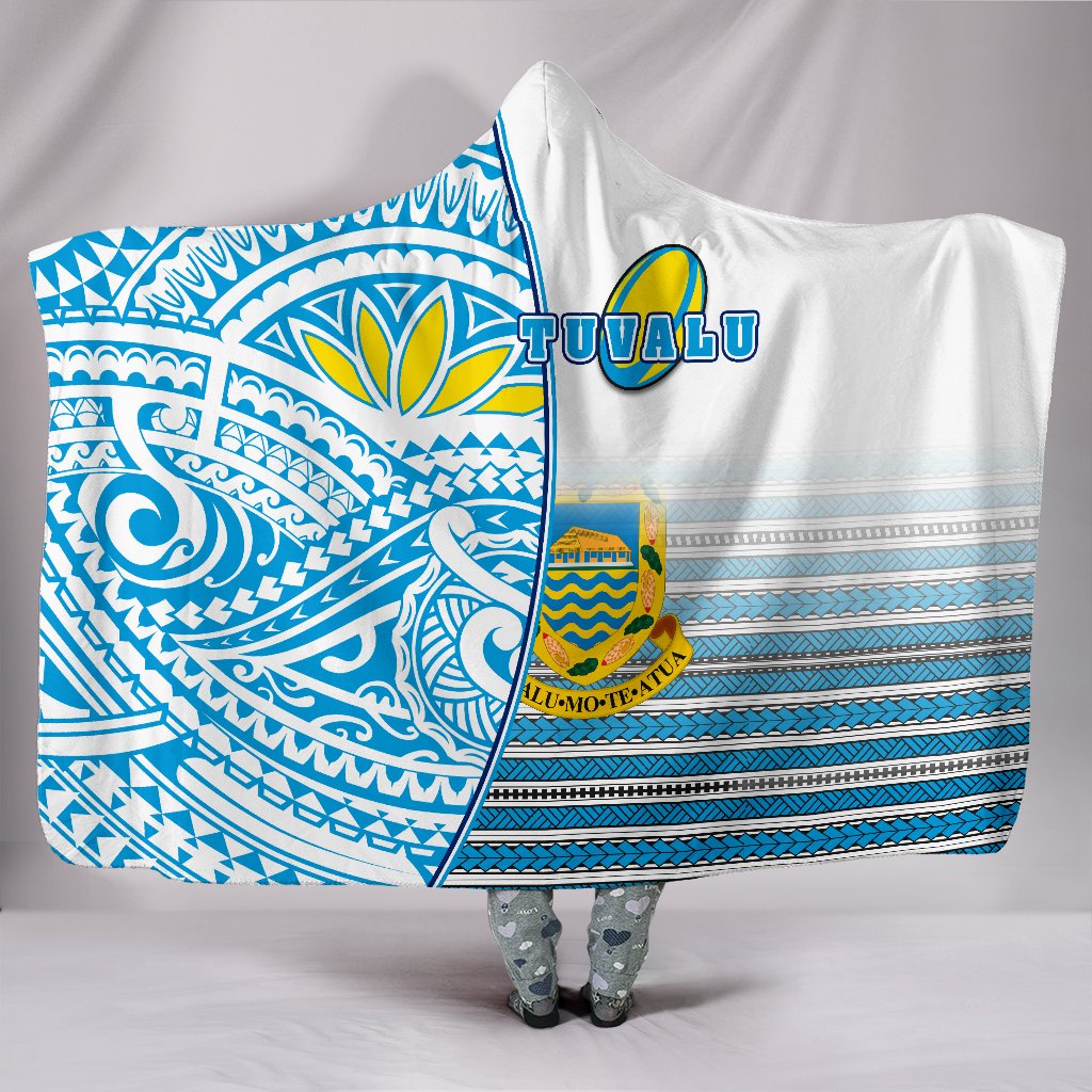 Tuvalu Rugby Hooded Blanket Special Hooded Blanket Blue - Polynesian Pride