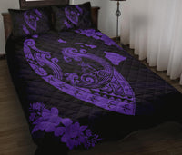 Hawaii Hibiscus Banzai Surfing Quilt Bed Set Purple - Polynesian Pride