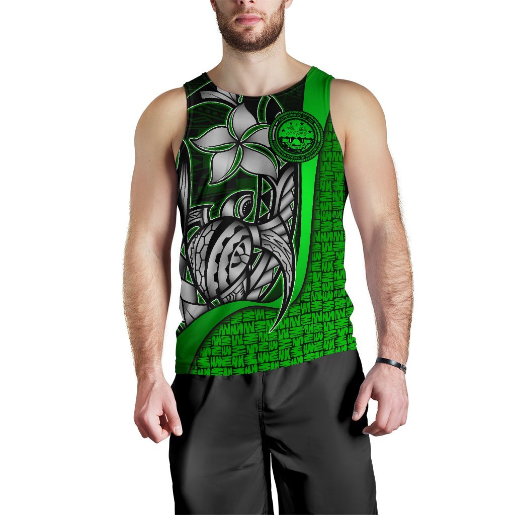 Federated States of Micronesia Men's Tank Top Green - Turtle With Hook - Polynesian Pride