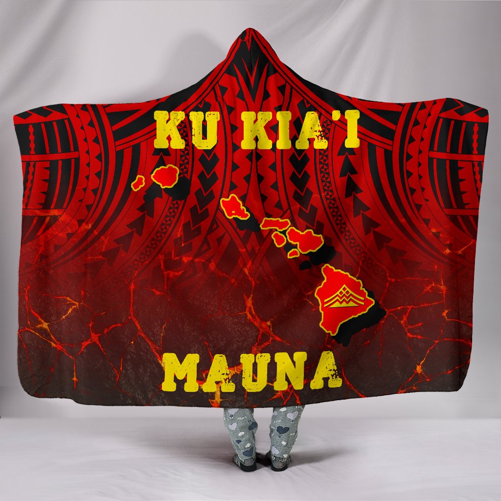 Hawaii Hooded Blanket - Protect Mauna Kea Map Hooded Blanket Red - Polynesian Pride