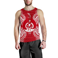 Vanuatu Polynesian Men Tank Top Map Red White Red - Polynesian Pride