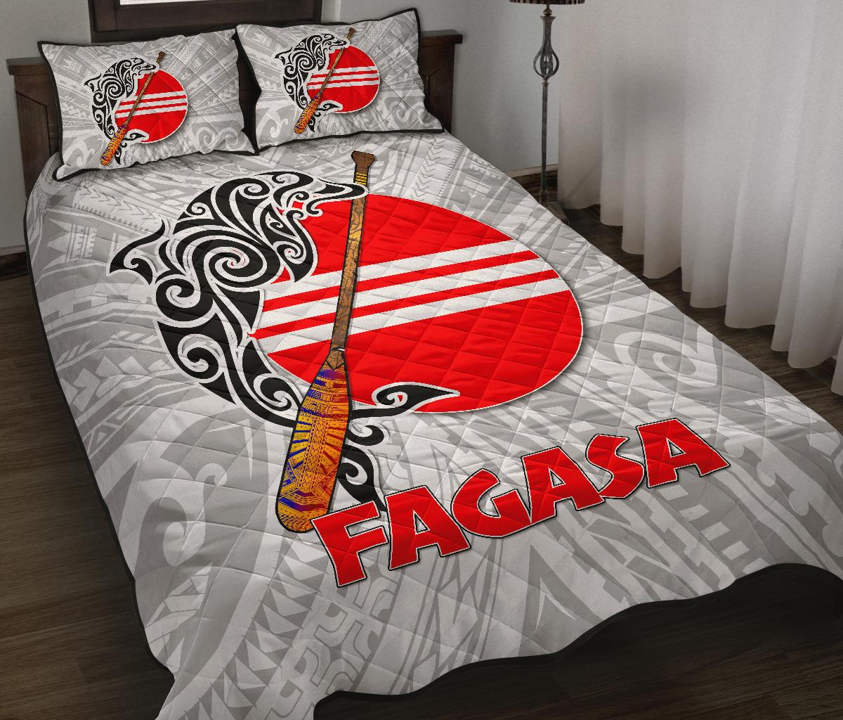 American Samoa Polynesian Quilt Bed Set - Fagasa White - Polynesian Pride