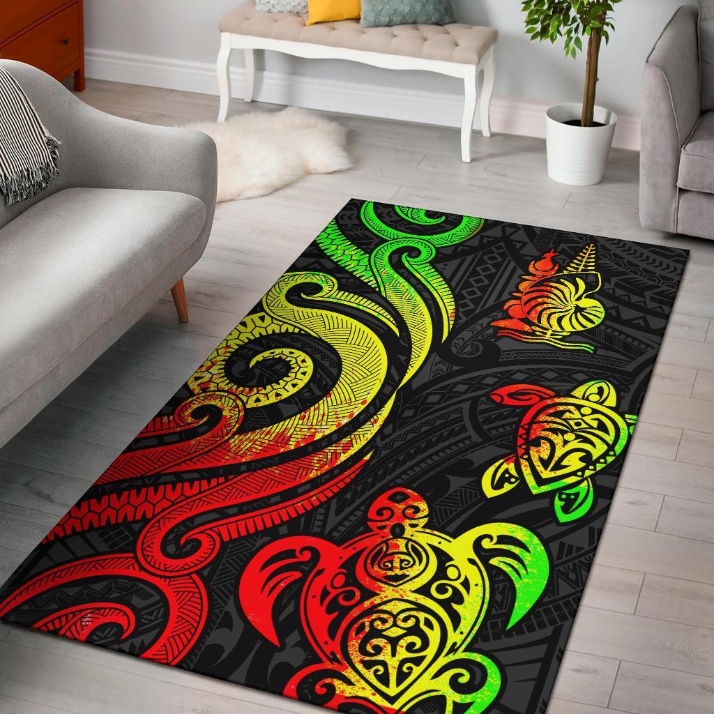 New Caledonia Area Rug - Reggae Tentacle Turtle Reggae - Polynesian Pride