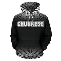 Chuukese All Over Hoodie Black Fog Style - Polynesian Pride
