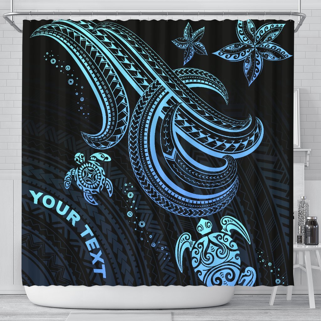 Polynesian Custom Personalised Shower Curtain - Blue Turtle 177 x 172 (cm) Blue - Polynesian Pride