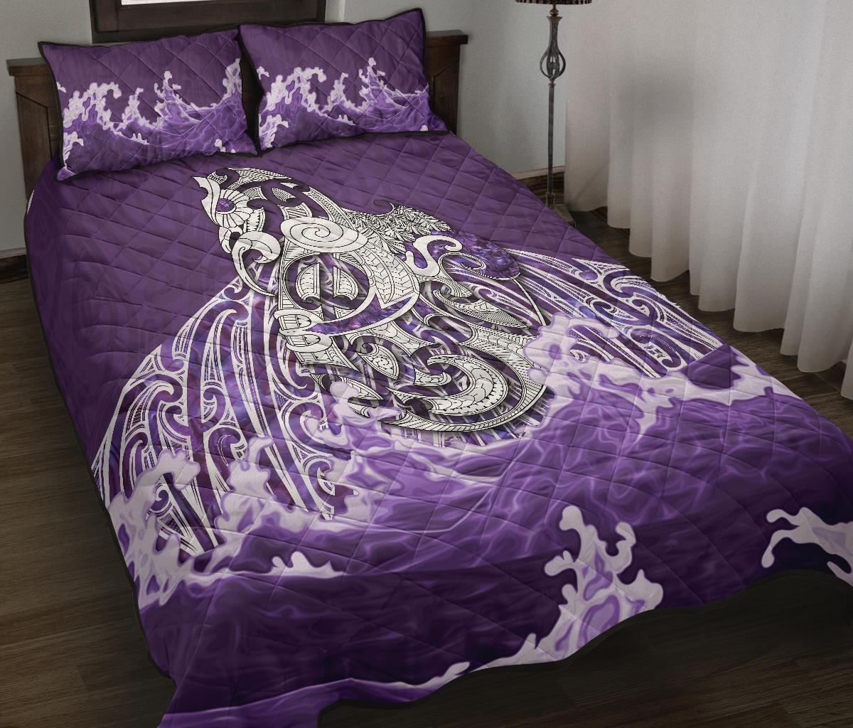 Maori Manaia The Purple Sea Quilt Bed Set Purple - Polynesian Pride