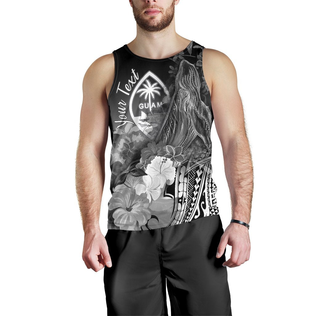 Guam Custom Personalised Men's Tank Top - Humpback Whale with Tropical Flowers (White) - Polynesian Pride