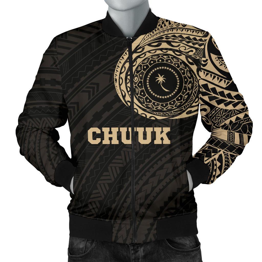 Chuuk Micronesia Tattoo Men's Bomber Jacket Black - Polynesian Pride