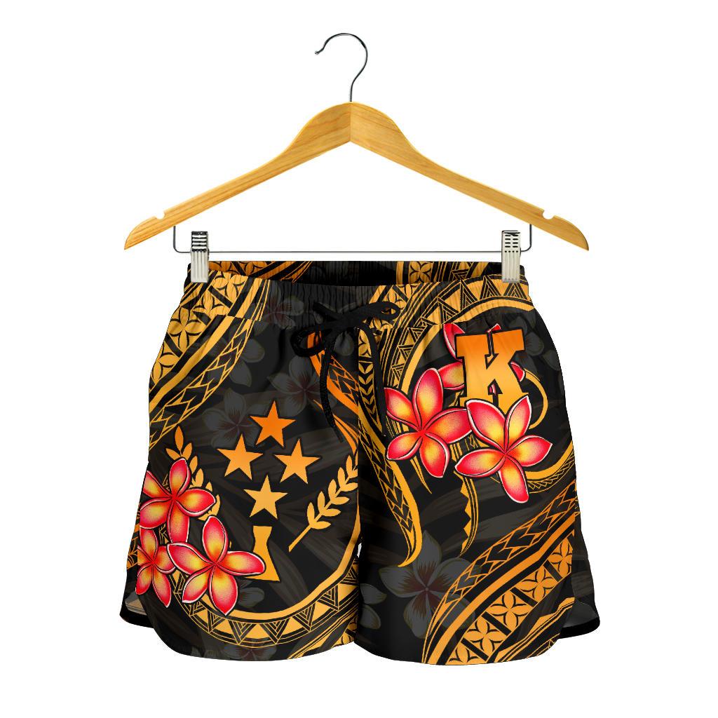 Kosrae Micronesian Women Shorts - Gold Plumeria - Polynesian Pride