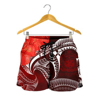 Samoa Custom Personalised Women's Shorts - Samoa Seal Wave Style (Red) - Polynesian Pride
