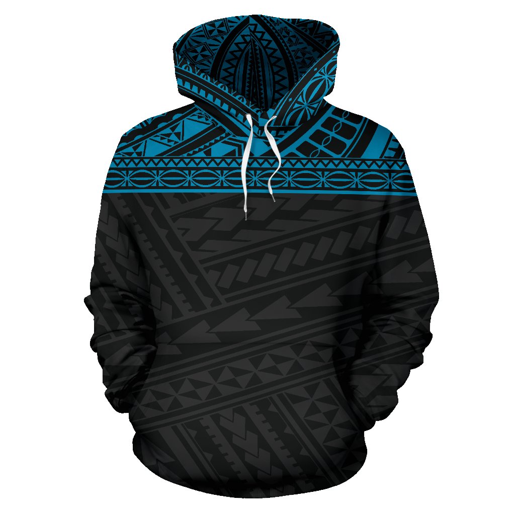 Poly All Over Hoodie Polynesian Black Blue Version - Polynesian Pride