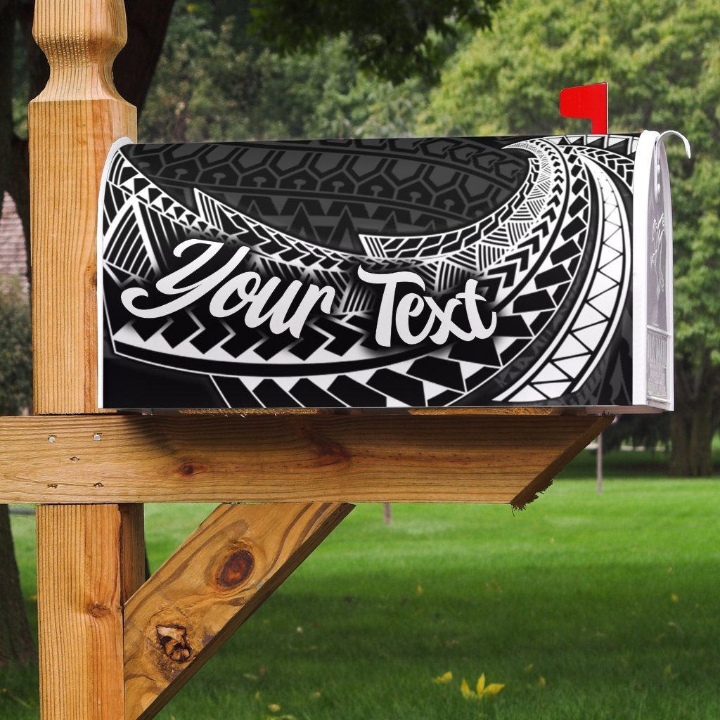 Niue Mailbox Cover - Custom Personalised Tropical Flowers Style Mailbox Cover - Niue Black - Polynesian Pride