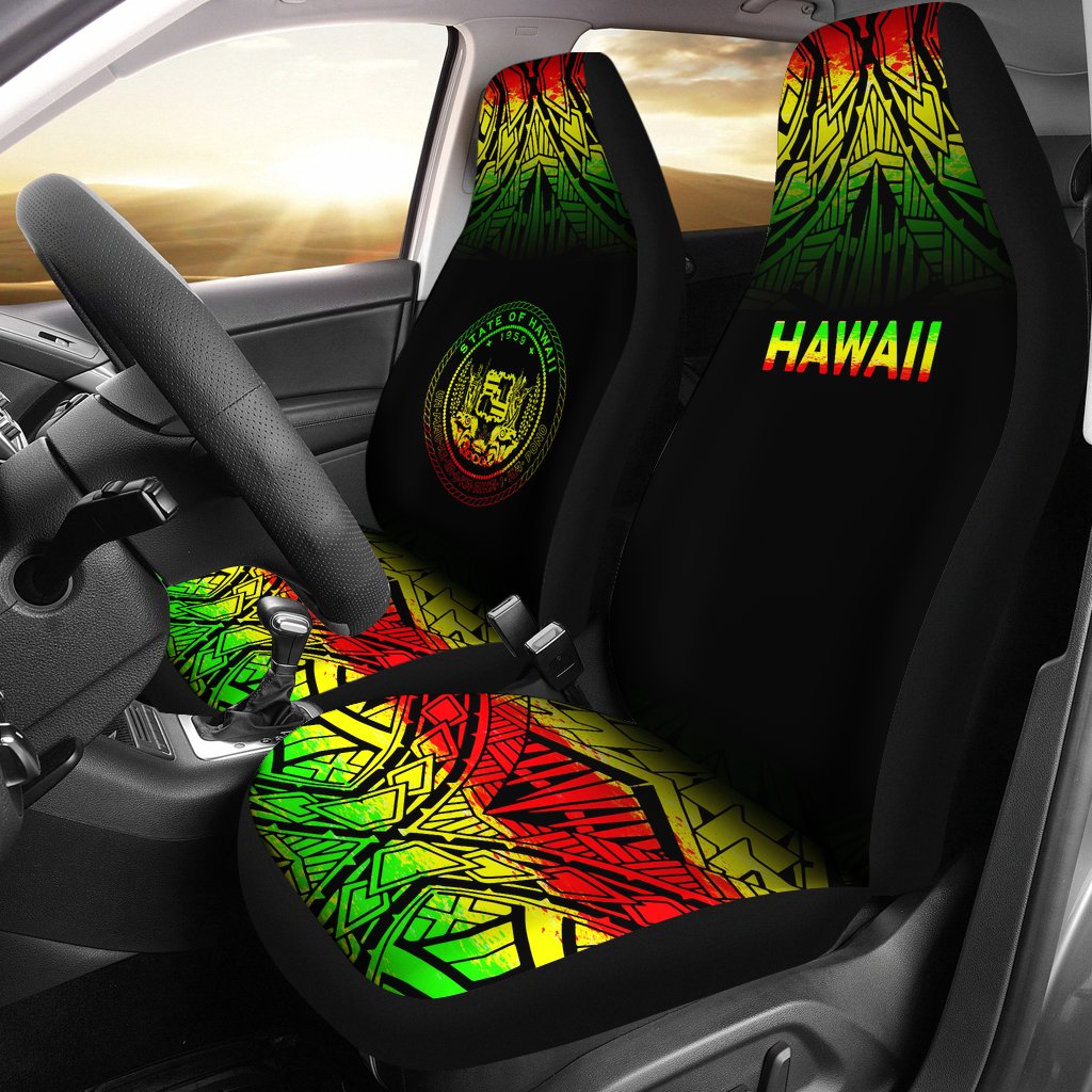 Hawaii Car Seat Covers - Hawaii Seal Polynesian Tattoo Fog Reggae Universal Fit Reggae - Polynesian Pride