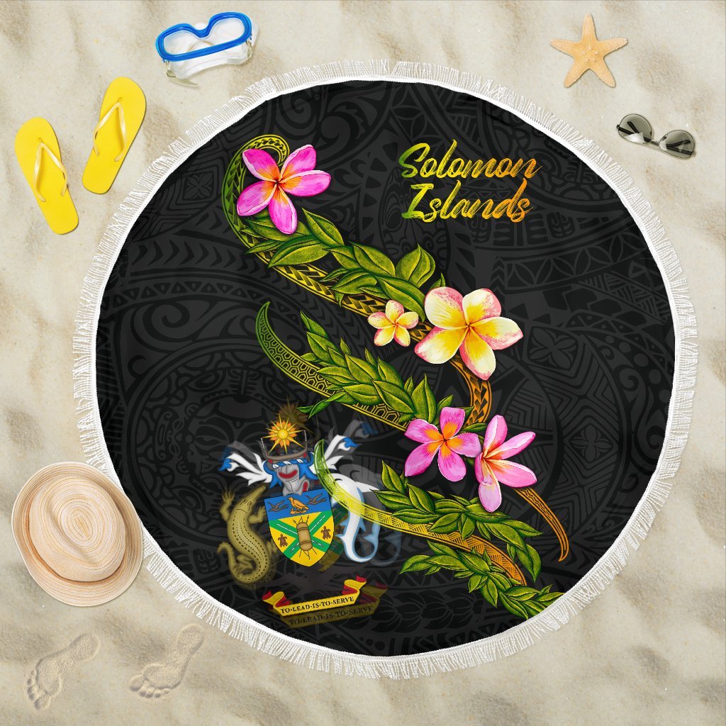 Solomon Islands Beach Blanket - Plumeria Tribal ONE STYLE ONE SIZE BLACK - Polynesian Pride