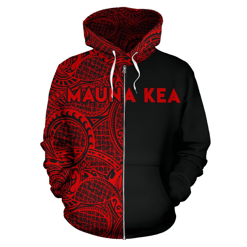 Hawaii Mauna Kea Polynesian Zip up Hoodie The Half Red - Polynesian Pride