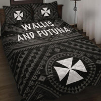 Wallis and Futuna Quilt Bed Sets - Wallis and Futuna Seal With Polynesian Tattoo Style Black - Polynesian Pride