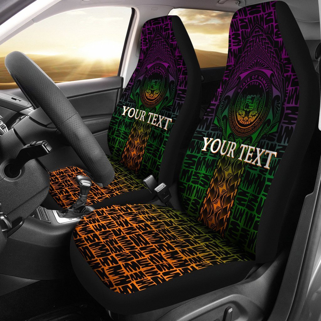 Hawaii Custom Personalised Car Seat Covers - Hawaii Seal Rocket Style Universal Fit Black - Polynesian Pride