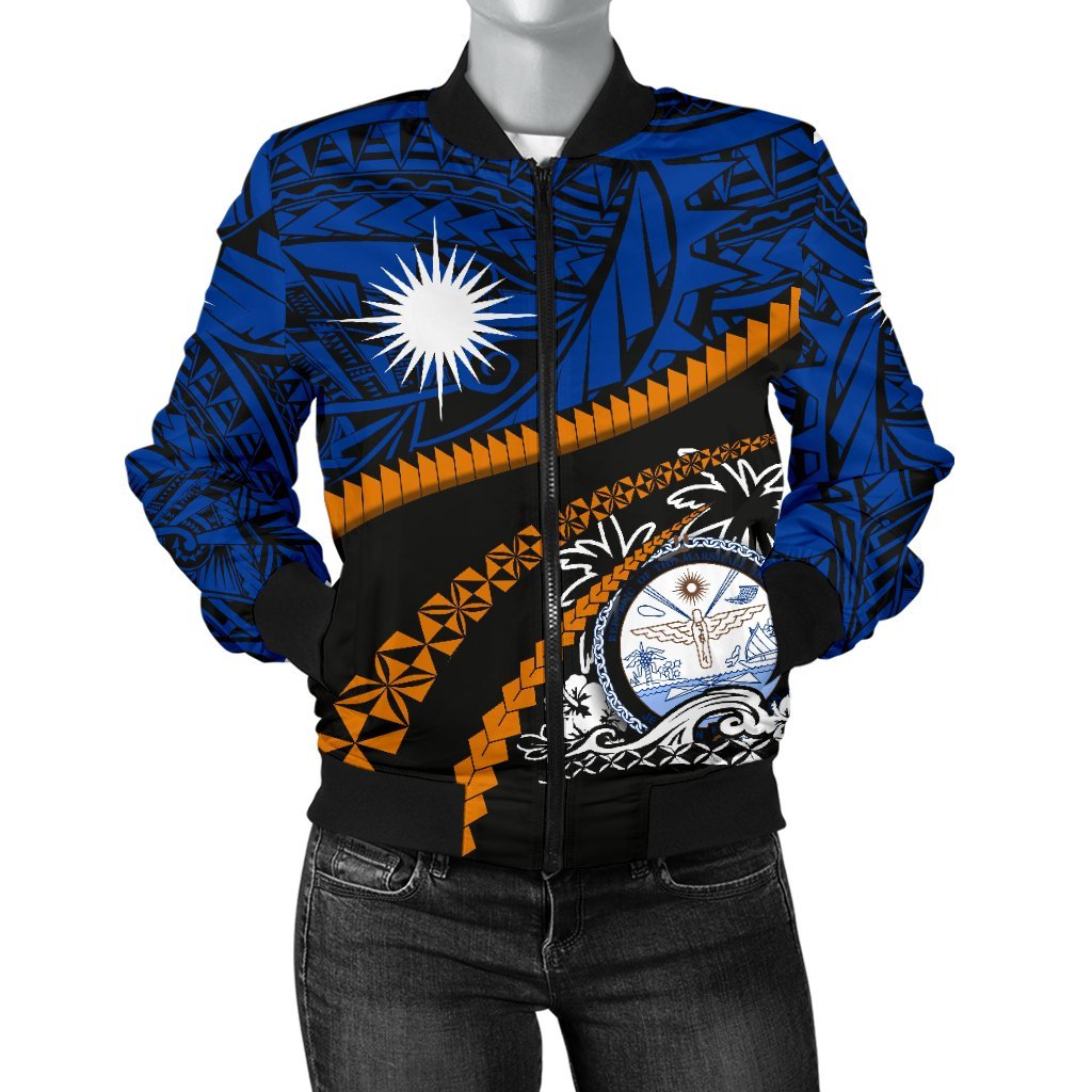 Marshall Islands Women Bomber Jacket - Road to Hometown Blue - Polynesian Pride