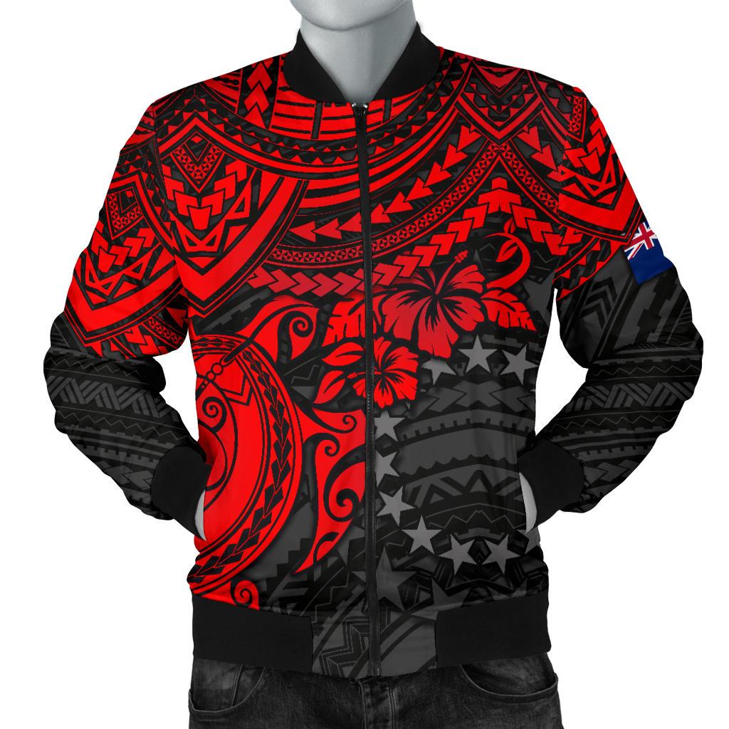 Cook Islands Polynesian Bomber Jacket (Men) - Red Turtle Red - Polynesian Pride