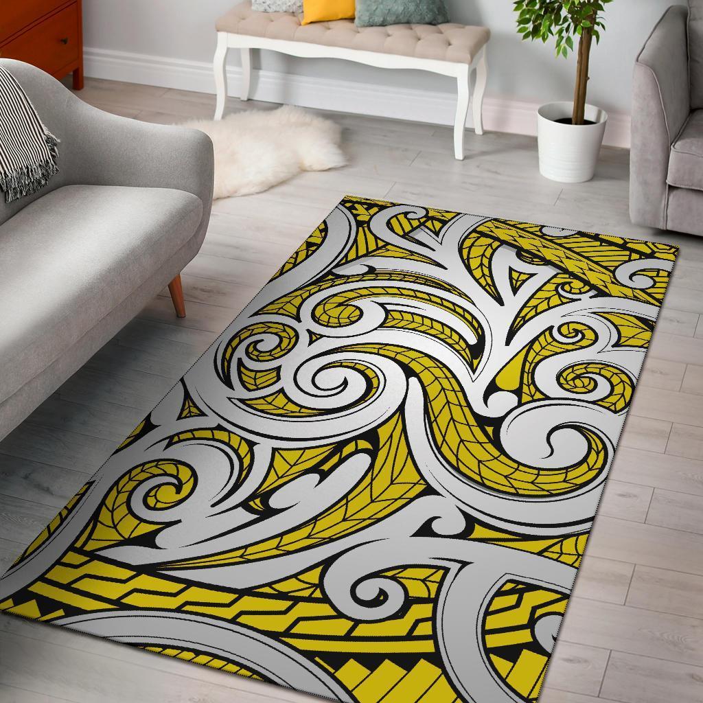 Hawaii Area Rug Polynesian Maori Ethnic Ornament AH Rug Yellow - Polynesian Pride
