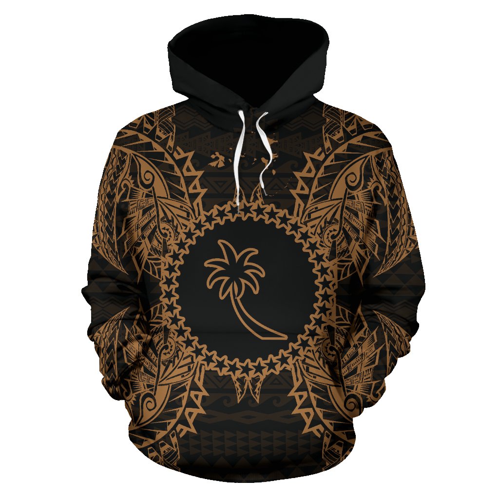 Chuuk Polynesian ll Over Hoodie Map Gold - Polynesian Pride