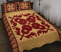 Hawaiian Quilt Pattern Guitar Flower Quilt Bed Set - Polynesian Pride
