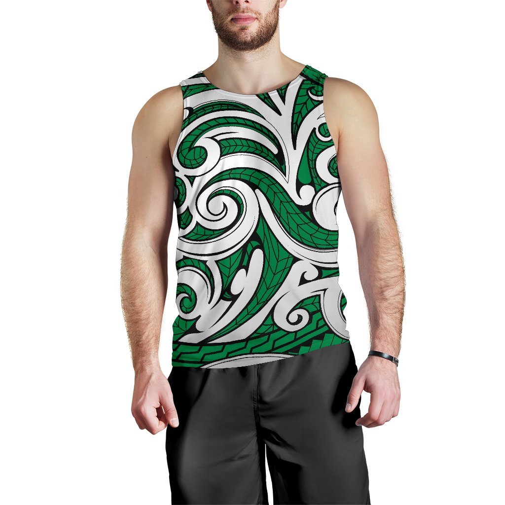 Polynesian Maori Ethnic Ornament Green Hawaii Men's Tank Top Green - Polynesian Pride