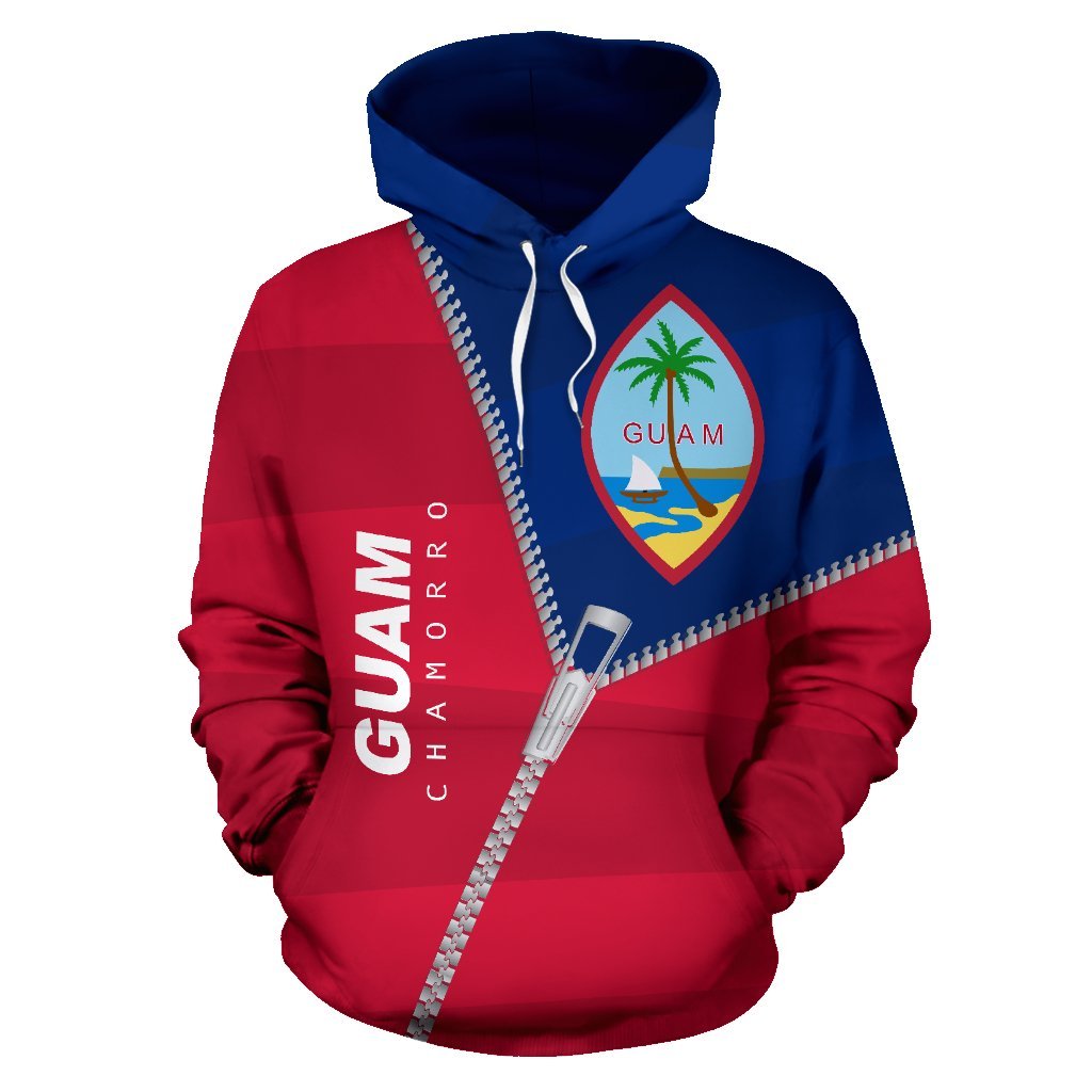 Guam Hoodie Guam Flag With Curve Zipper Style - Polynesian Pride