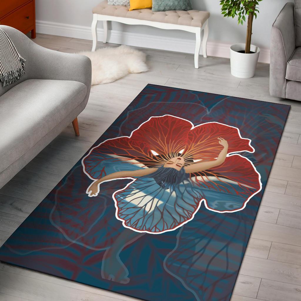 Hula Dance Hibiscus Area Rug AH Black - Polynesian Pride