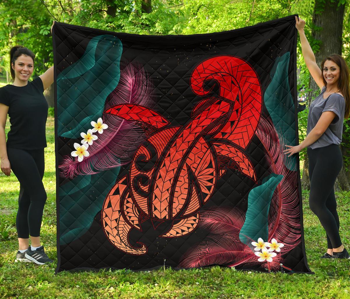 Hawaii Turtle Polynesian Tropical Premium Quilt - Ghia Style Red Red - Polynesian Pride