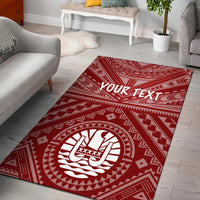 Tahiti Personalised Area Rug - Tahiti Seal In Polynesian Tattoo Style (Red) Red - Polynesian Pride