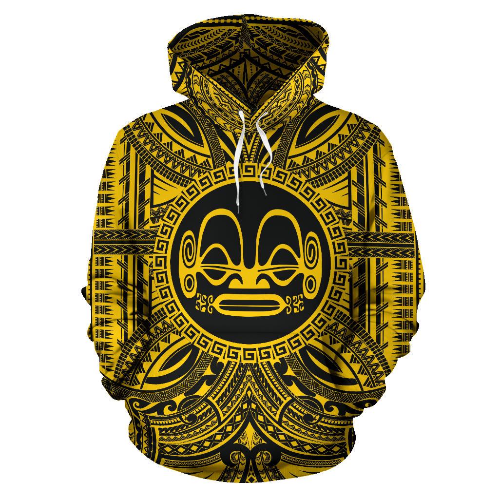 Marquesas Islands ll Over Hoodie Marquesas Islands Coat of rms Polynesian Gold Black Unisex Gold - Polynesian Pride