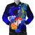 CNMI Custom Personalised Men's Bomber Jacket - Humpback Whale with Tropical Flowers (Blue) - Polynesian Pride