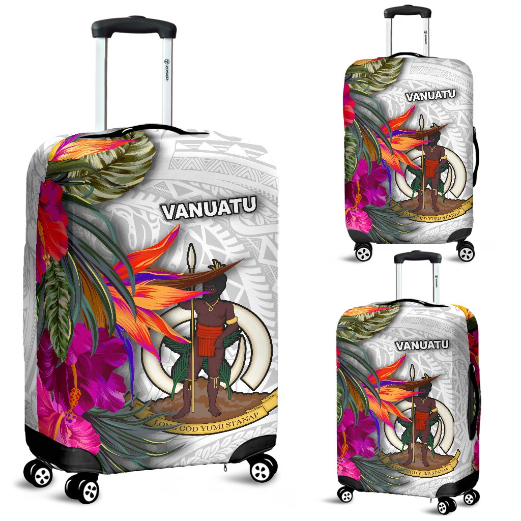 Vanuatu Luggage Covers Polynesian Hibiscus White Pattern White - Polynesian Pride