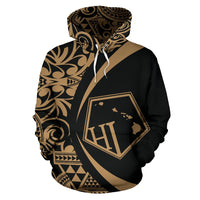 Hawaii Polynesian Tribal Hoodie Circle Style Golden Color 2.0 - Polynesian Pride