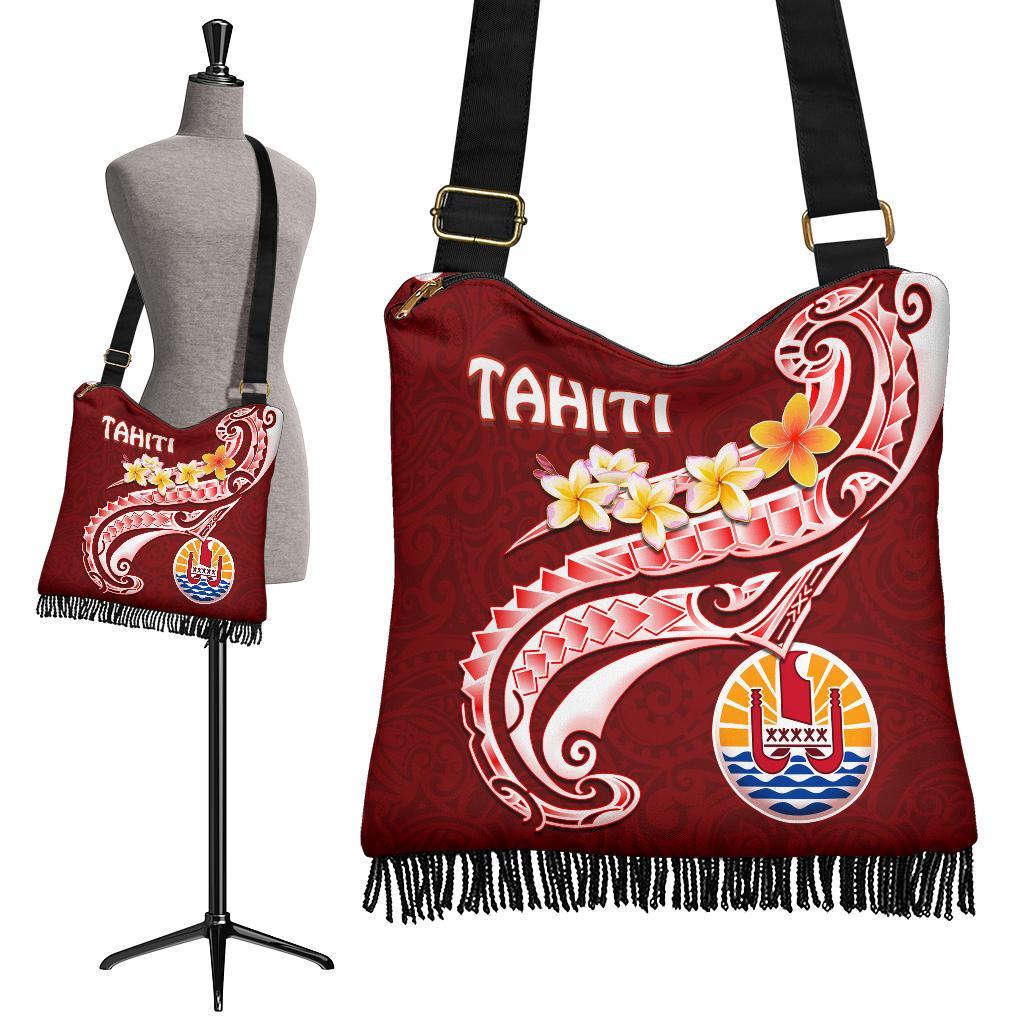 Tahiti Crossbody Boho Handbag - Tahiti Seal Polynesian Patterns Plumeria - Polynesian Pride