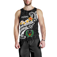 Pohnpei Men's Tank Top - Pohnpei Seal Polynesian Patterns Plumeria (Black) - Polynesian Pride
