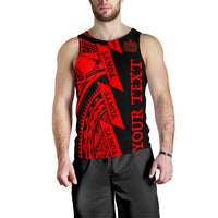(Custom Personalised Text) Samoa Men Tank Tops - Samoa Coat Of Arm Red - Polynesian Pride