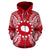 Cook Islands Polynesian All Over Zip up Hoodie Map Red White - Polynesian Pride